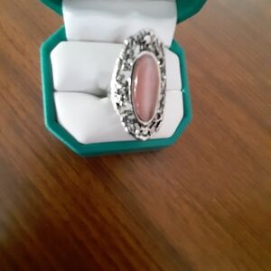Elegant Silver and Pink Women's Ring